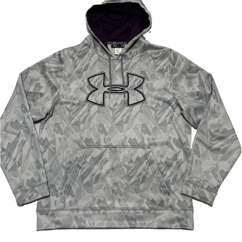 Under Armour Hoodie Mens Large Loose Gray Camo Shatter Hoodie Kangaroo Pouch